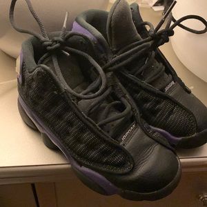Boy black and purple Jordan 13s worn size 12c toddler